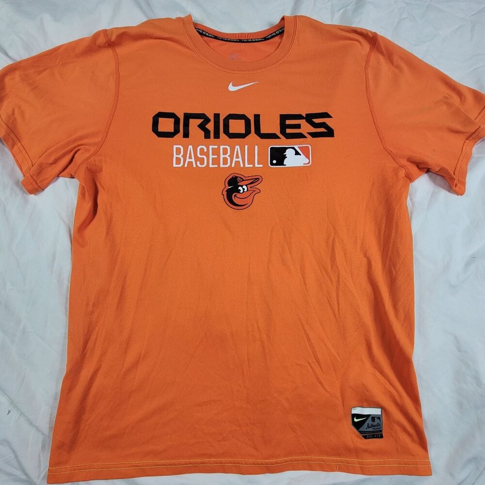 Nike Baltimore Orioles Mens Large Orange Baseball T Shirt MLB Short Sleeve